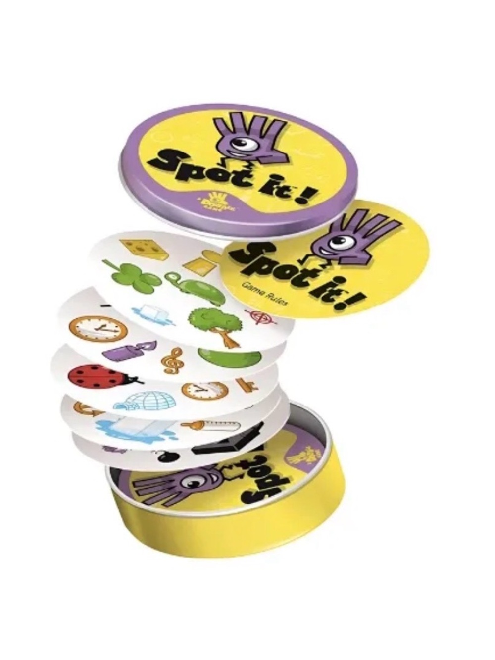 Spot it! Compact Card Game - Yellow & Purple